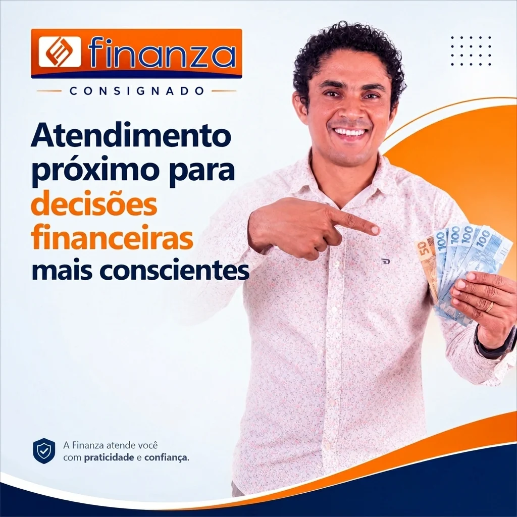 Arte institucional da Finanza sobre atendimento financeiro próximo